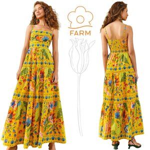 Farm Rio Yellow Summer Garden Sleeveless Maxi Dress